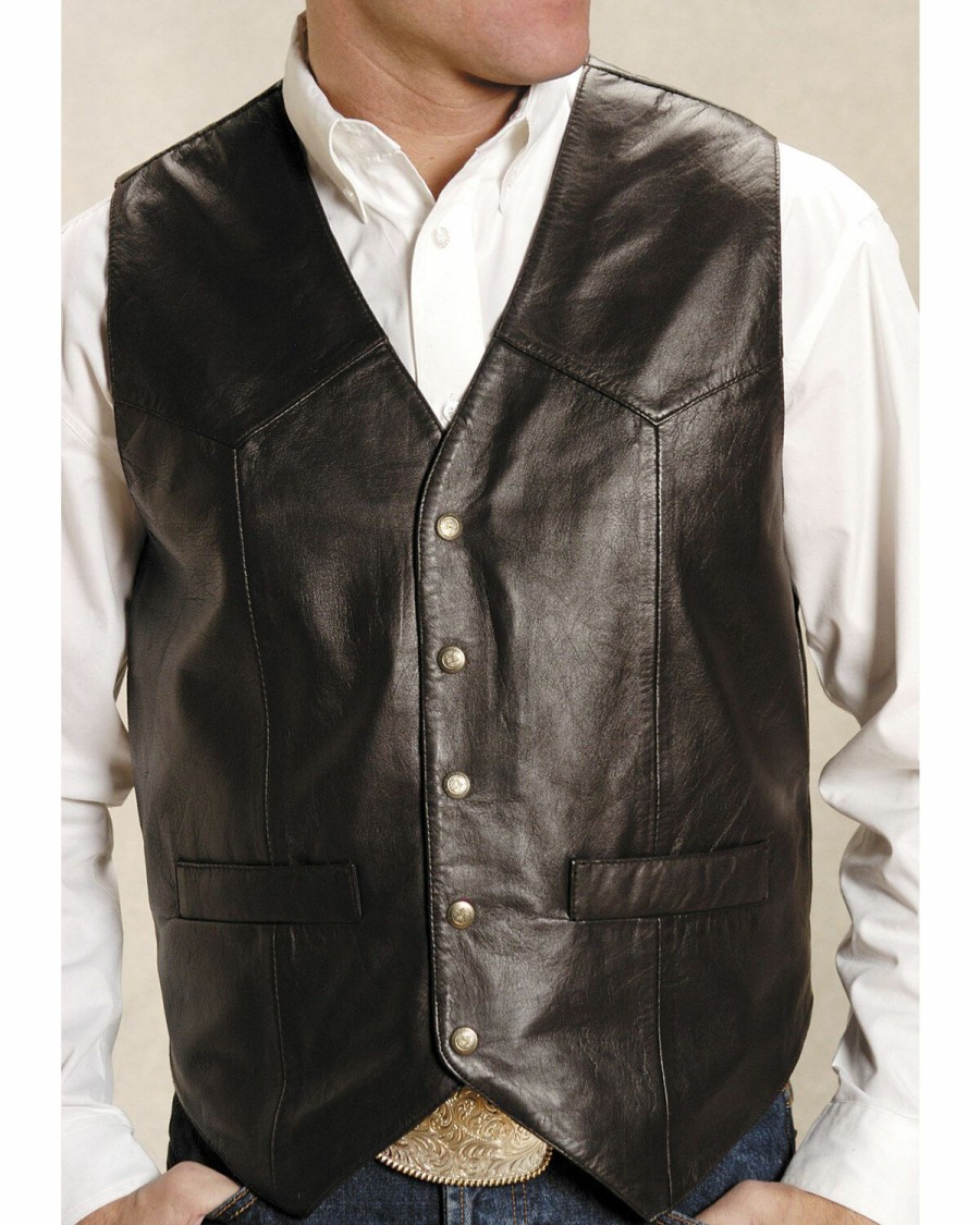 Clothing * | Roper Men'S Basic Western Lambskin Vest Tall Limited Edition