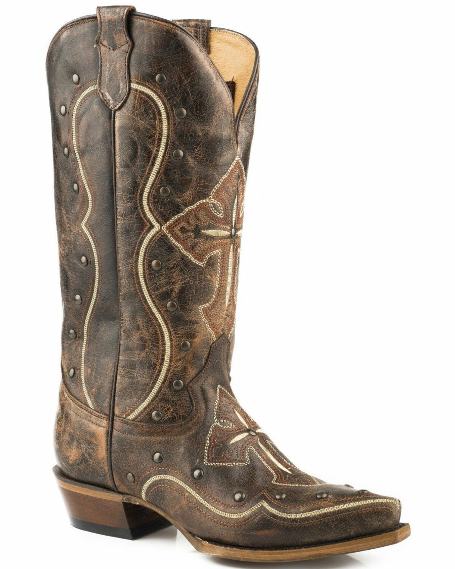 Boots * | Roper Women'S Pure Cross & Studs Cowgirl Boots Snip Toe Outlet