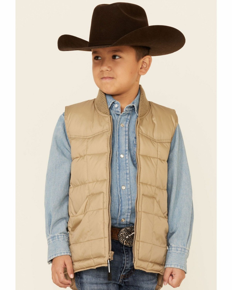 Clothing * | Roper Boys' Tan Rangewear Down Zip Front Vest Limited Edition